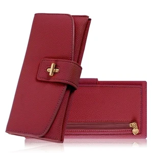 Long Wallet for Women, Bifold Clutch Large Capacity Card Organizer Buckle Lon... - Picture 1 of 7