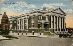 Austin,TX First Baptist Church Posted 1916 Travis County Texas Postcard - Picture 1 of 2
