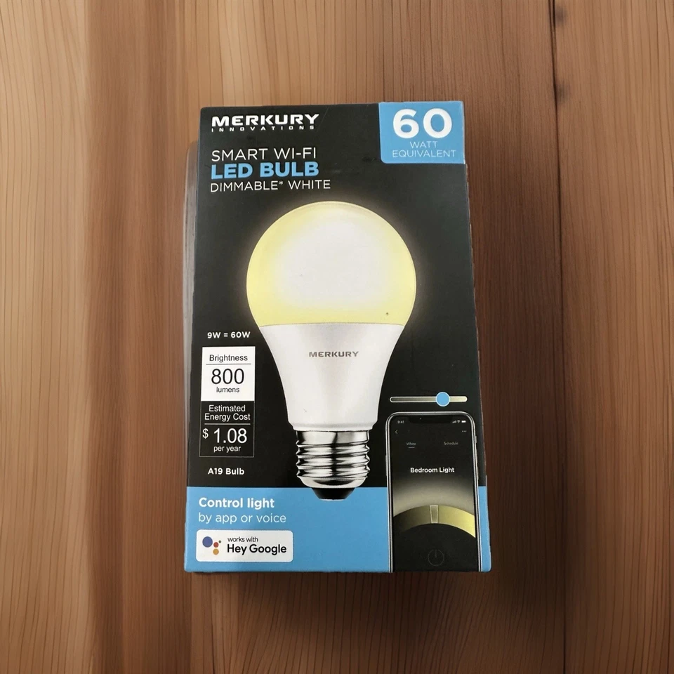 Merkury Innovations Smart Wi-fi Led Bulb Dimmable White 60w  800 Lumens New. C4 - Image 1 of 1