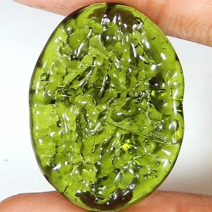 21.90 CT Lab Created Green Moldavite Cabochon Polished Gemstone 21x28x4 mm GT185 - Picture 1 of 6