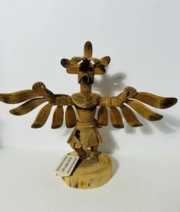 Vintage Late 90s Apache Eagle Kachina by Artist ROBERT PLATERO Raw Wood Signed - Bild 1 von 13