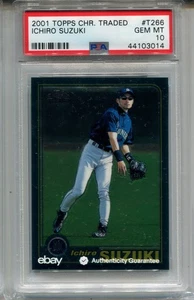 2001 Topps Chrome Traded Ichiro Suzuki Rookie Card PSA 10 Gem Mint Graded #T266 - Bild 1 von 2