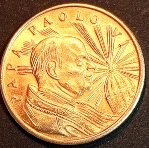 GETTONE PAPA PAOLO VI - IN METALLO DORATO-MEDAGLIA DA COLLEZIONE-RARO-USATO - Foto 1 di 14
