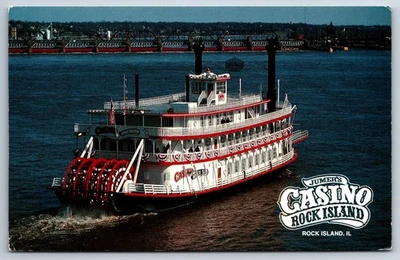Postcard IL Rock Island Jumers Casino Riverboat Chrome Vintage PC M7352 - Image 1 of 2