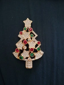 Swarovski Christmas Tree Pin Brooch Signed 2002 Signed Retired - Picture 1 of 4