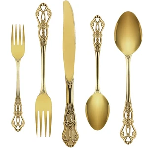 Gold Silberbesteck Set für 8, Edelstahl wunderschönes Retro Royal Besteck, 40-... - Bild 1 von 6