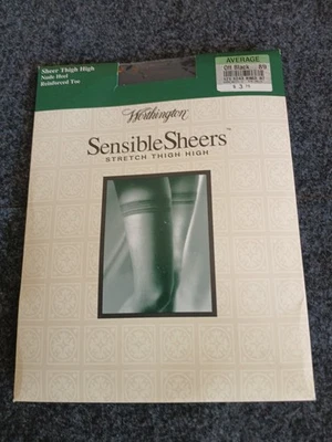 WORTHINGTON Muslo Elástico Alto Sensible Transparente Negro Promedio EE. UU. NUEVO EN PAQUETE Foto 1 de 2