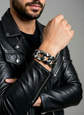 Armkette Edelstahl o. Nickel Armband Herren Panzer B: 30 mm Biker 28 cm Biker - Bild 1 von 4