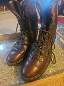 Nuevas botas de encaje marrón resistentes al aceite de cuero genuino vintage para dama talla 8 - Imagen 1 de 8