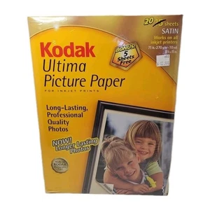 KODAK Ultima Picture Paper 8.5” x 11” Satin (20 Sheets) for Inkjet New Unopened - Afbeelding 1 van 2