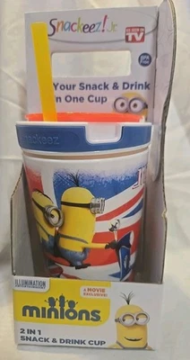 2015 Zak SNACKEEZ! Jr Minions 2 in 1 Snack & Drink 8oz Snack Cup Hello London - Image 1 of 4