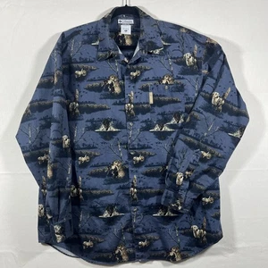 Camicia Columbia Lodge uomo XLGrigio con bottoni stampa cane da caccia velluto a coste - Foto 1 di 8