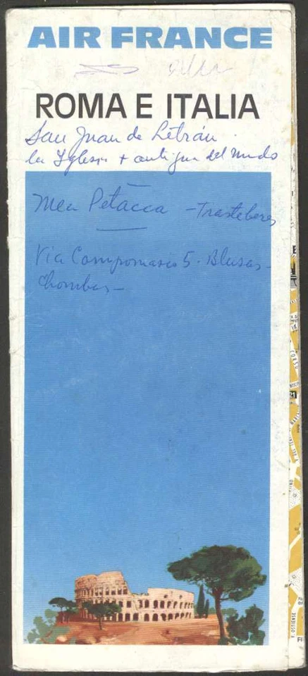 Folleto Air France Airlines Roma E Italia información y mapa de ruta Foto 1 de 1