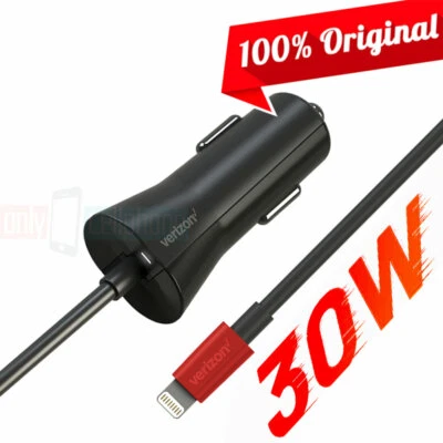 OEM Verizon Logo 30W ULTRA FAST Car Charger for iPhone 14/13/12/11/Pro/XS/X/Max - Image 1 of 4