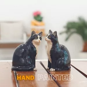 Set Black Cat Figurine Salt Pepper Shaker Ceramic Kitchenware Collect Home Decor - Picture 1 of 4
