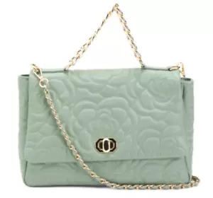 Anna Paola Made in Italy Leder gesteppte Rosen Klapptasche Handtasche Cabrio - Bild 1 von 10