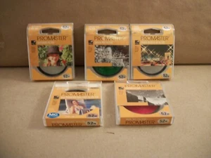 5 PROMASTER Pro 52mm Camera Lens Filters - Diffuser, Red R2, Green PO1, Cross Sc - Picture 1 of 7