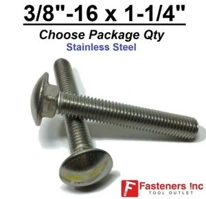 3/8-16 x 1-1/4" Stainless Steel Round Head Carriage Bolt "Coach Screws" - Picture 1 of 8