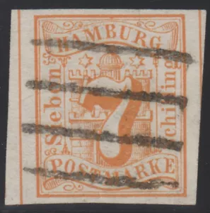*Hamburg Nr. 6 farbfr., sehr breitrd. mit senkr. Trennlinien, ideal gest., Luxus - Bild 1 von 2
