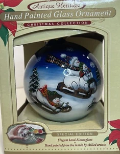 Antique Heritage Hand Painted Glass Christmas Ornament Special Edition Snowman! - Picture 1 of 7