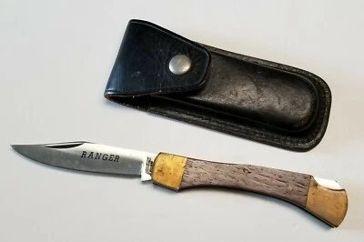 Ranger замок складной из нержавеющей стали нож w/черный кожаный чехол охоты рыбы винтажный - Изображение 1 из 4