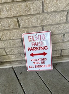 Letrero de metal de estacionamiento para fanáticos de Elvis “Violators Will Be All Shook Up” icono musical - Imagen 1 de 2