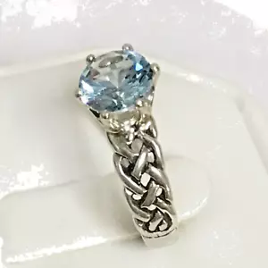 Blue Lab Spinel Size 6 Ring 925 Sterling Silver Braid USA Made 1.50ct - Picture 1 of 9