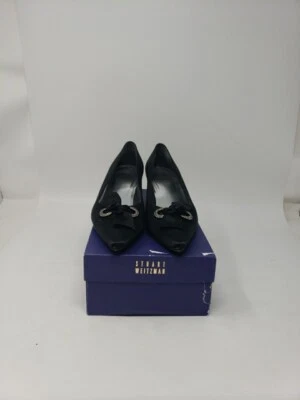 Zapatos de salón Stuart Weitzman para mujer negros de gamuza punta con moño de 1,5" talla 8,0 W Foto 1 de 4