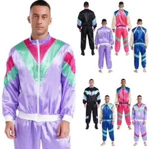 Mens 70s Disco Contrast Hippie Costumes 70s 80s 90s Style Tracksuit Disco Dance - Picture 1 of 64