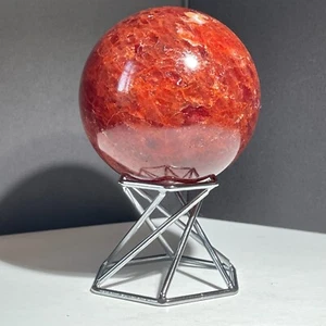 452g Natural strawberry quartz ball Quartz Crystal Energy Healing Ball + Stand - Picture 1 of 13