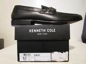 Kenneth Cole Mens Stand Out Leather Dress Casual Slip On Loafer Black Size 8.5 - Picture 1 of 6