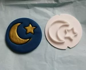 Moon & Star Embossing Stamp, fondant stamp, Cute, Cupcake, Cookie EID Love - Picture 1 of 2