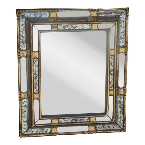 Vintage Italian Venetian Style Gold & Silver Wall Mirror Cover