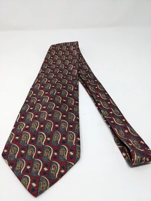 Галстук мужской Neiman Marcus красный геометрический шелковый 58 дюймов x 4 дюйма  - Изображение 1 из 4