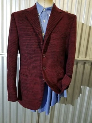Blazer Abrigo Deportivo Icónico Versace Pitón Rojo Negro Estampado Serpiente Lana Tweed 50 40R Foto 1 de 4