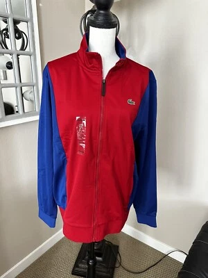 Chaqueta texturizada de rendimiento deportivo azul y rojo Lacoste para hombre nueva con etiqueta Foto 1 de 4