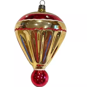 Vintage Indent Drop Ball Balloon Christmas Ornament Poland Hand Painted Glass - Picture 1 of 6