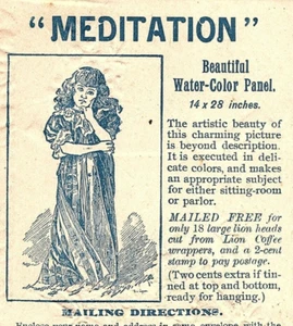 1895 Meditation Gewürz Woolson Handel Löwe Kaffee Karte Toledo viktorianisch Ohio Co - Bild 1 von 3