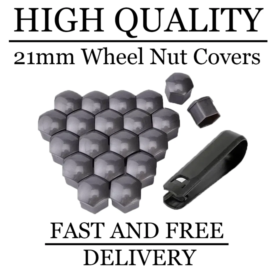 Cubiertas de perno de tuerca de rueda gris 21 mm x 20 para Mitsubishi L200 [Mk5] (2015-17) Foto 1 de 1