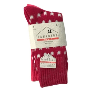 NWT Womens Size 9-11 Sawkhaus 3 Pair Womens Red Pink Mini Chevron Knit Socks - Picture 1 of 2