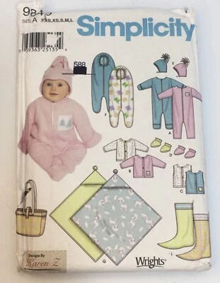 Babies Romper Jacket Vest Booties XXS-L Partial Cut to L (18m ) S9849 Sewing Pat - Image 1 of 2