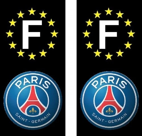 2 Stickers autocollant plaque d'immatriculation noir PSG - Photo 1/1