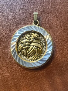 Ciondolo Medaglia Religiosa Vintage Cattolica Francescana Gilda Sant’Antonio Tono Oro - Foto 1 di 3
