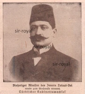 Talaat-Bei - Ministro Turchia - 1917 - Immagine storica ~9x9cm - Foto 1 di 1