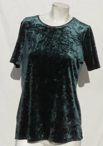 CHICO’S Reagan Top Crushed Stretch Velour Velvet Tee Shirt Scoop Green 0 4 6 S - Picture 1 of 5