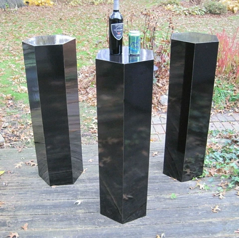 Unusual Hexagon-Shaped Black Laminate Pedestal, 42" Tall, Three Available Cover