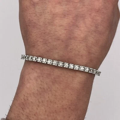 Pulseira de tênis feminina de ouro branco 14K redonda diamante natural 1,50 ct 7,5" - Imagem 1 de 4