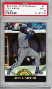 JOE CARTER PSA 9 Mint 1993 Pinnacle Cooperstown Special Dufex Blue Jays rare