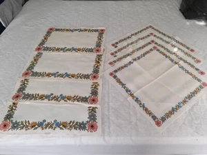 Vintage 1960's 4 place setting Leasurelyn Irish Linen Table Placemats & Napkins - Picture 1 of 12