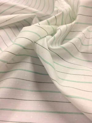 GREEN / BLACK STRIPE COTTON FABRIC : By the 2 metres : 115cm Wide : #9590 - image 1 of 4